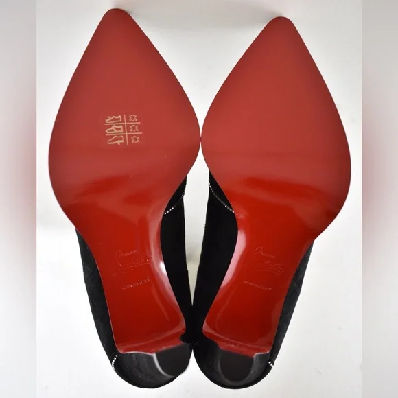 Christian Louboutin Santigag Strass 85 Black Suede Western Ankle Heel Boot 40 - Picture 16 of 16